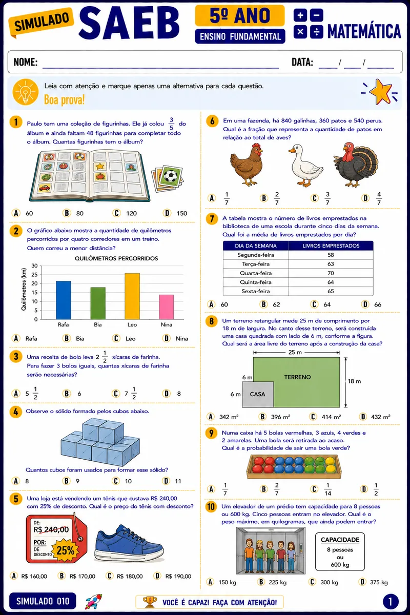 Simulado SAEB 5º ano - Matemática